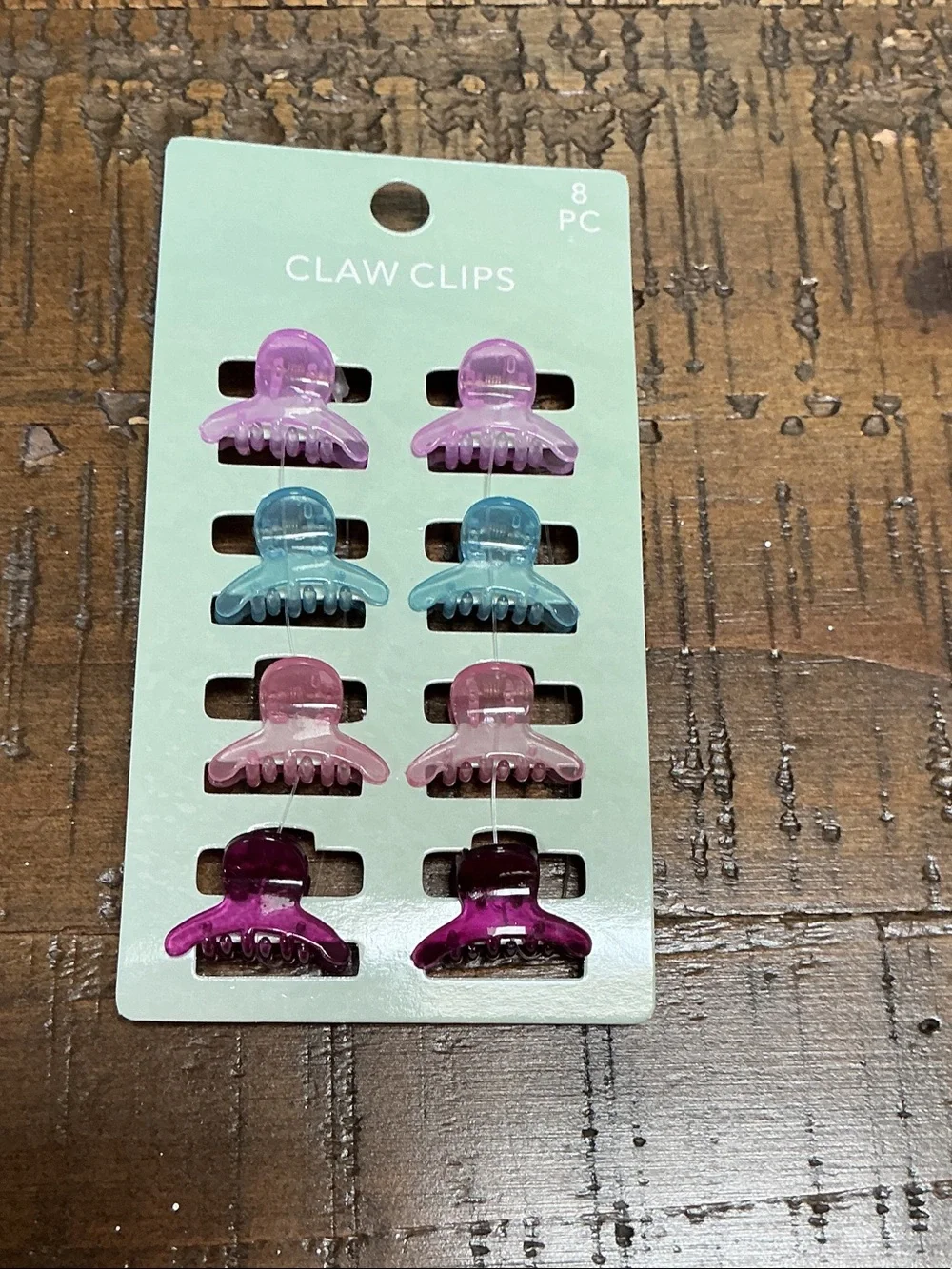 8-Pack Kids Hair Claw Clips in Purple, Pink & Blue